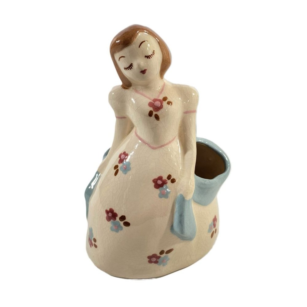 Vintage Weil Ware Dancing Lady Double Vase/Planter 1940s CA Art Pottery Rare HTF